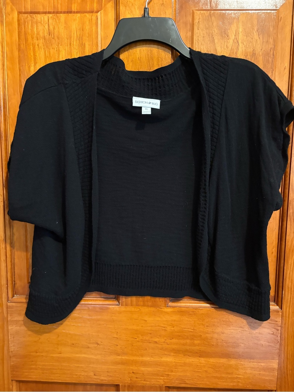 Fashion Bug Black Short-Sleeve Open-Front Shrug